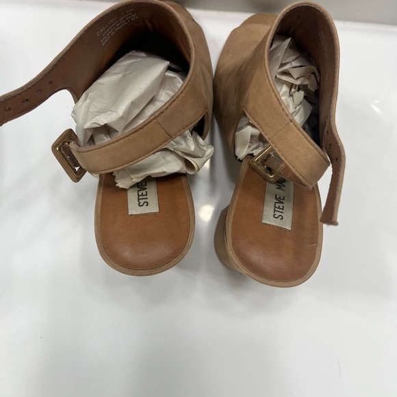 Steve Madden women Brown Callvin Camel Nubuck size 7.5 Open Toe Block Heel Pumps - Picture 7 of 7